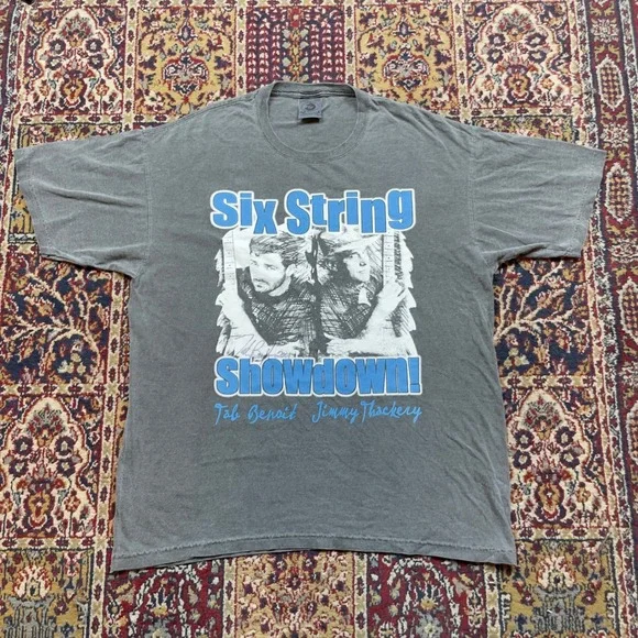 VTG 2001 AUTOGRAPHED Six String Showdown Jimmy Thackery Tab Benoit Tour TShirt L - Picture 1 of 6